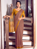 Red And Yellow Mulmul Cottons Saree With Blouse Piece - EZBER