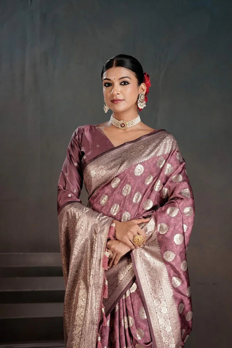 Soft Silk Chitt Pallue With Blouse Weaving Silk Saree - EZBER