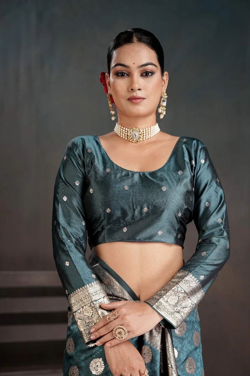 Soft Silk Chitt Pallue With Blouse Weaving Silk Saree - EZBER