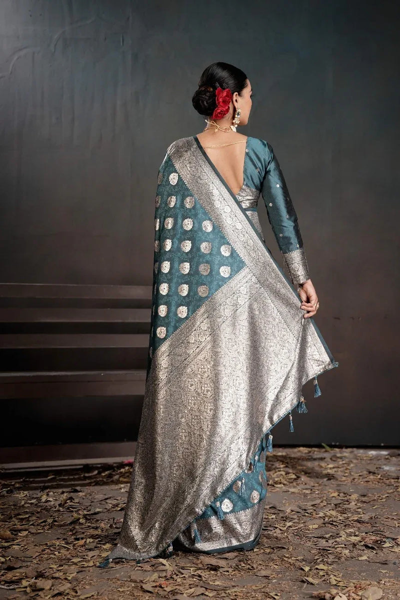 Soft Silk Chitt Pallue With Blouse Weaving Silk Saree - EZBER