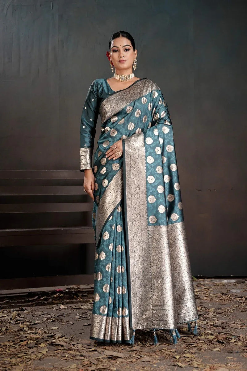 Soft Silk Chitt Pallue With Blouse Weaving Silk Saree - EZBER