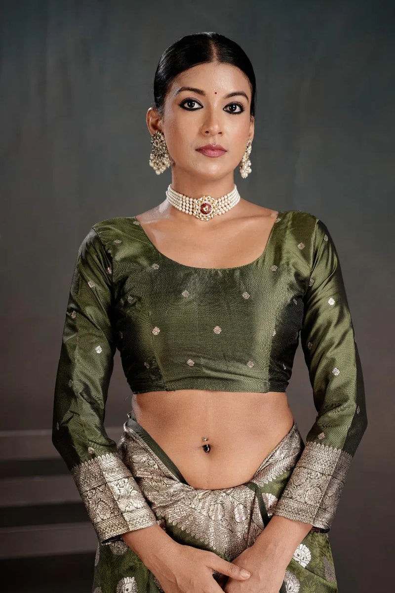 Soft Silk Chitt Pallue With Blouse Weaving Silk Saree - EZBER