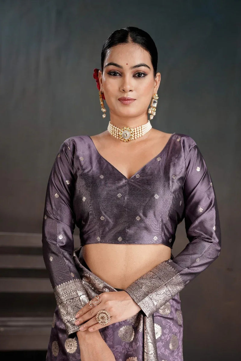 Soft Silk Chitt Pallue With Blouse Weaving Silk Saree - EZBER