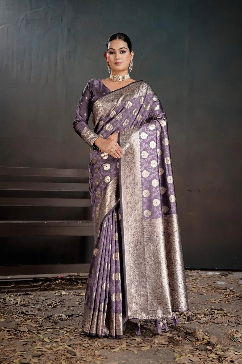 Soft Silk Chitt Pallue With Blouse Weaving Silk Saree - EZBER