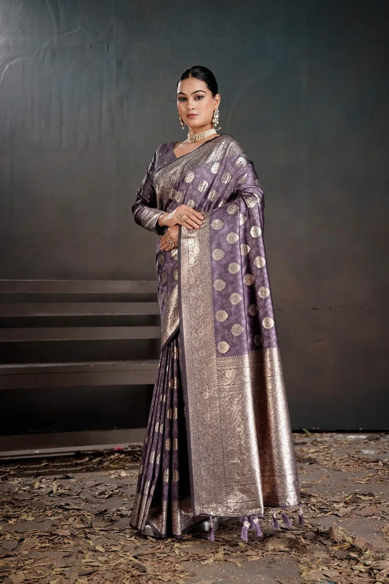 Soft Silk Chitt Pallue With Blouse Weaving Silk Saree - EZBER
