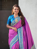 Purple Soft Silk Saree With Blouse Piece - EZBER