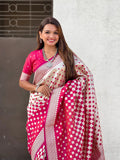 Red Silk Saree With Blouse Piece - EZBER