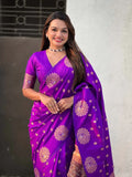 Violet Soft silk Saree With Blouse Piece - EZBER
