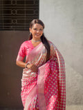 Pink Silk Saree With Blouse Piece - EZBER