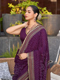 Violet Silk Saree With Blouse Piece - EZBER