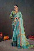Soft Silk Chitt Pallue With Contrast Blouse Weaving Saree - EZBER