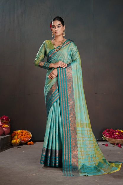 Soft Silk Chitt Pallue With Contrast Blouse Weaving Saree