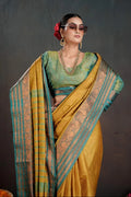 Soft Silk Chitt Pallue With Contrast Blouse Weaving Saree - EZBER
