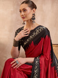 Semi Modal Red Printed Saree | EZB GF02 LUX 28006