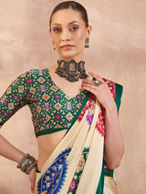 Semi Modal Green Printed Saree | EZB GF02 LUX 26003