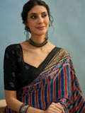 Modal Black Printed Saree With Blouse  | EZB GF02 LUX 24001