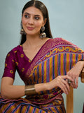 Modal Wine Printed Saree With Blouse  | EZB GF02 LUX 24004