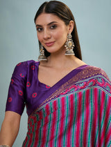 Modal Purple Ajrakh Print Saree | EZB GF02 LUX 24006