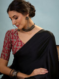 Modal Black Printed Saree With Blouse | EZB GF02 LUX 22006