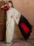 Black Semi Modal Saree With Blouse Piece - EZBER