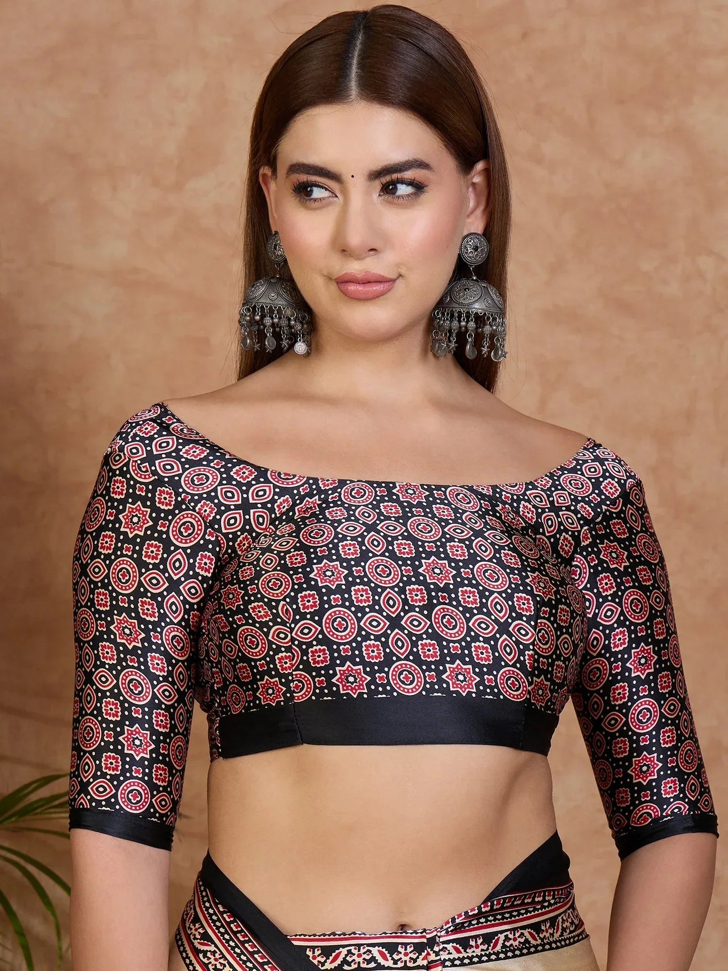 Black Semi Modal Saree with Blouse Piece  | EZBER