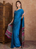 Blue Semi Modal Saree With Blouse Piece - EZBER