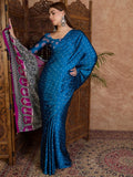 Blue Semi Modal Saree With Blouse Piece - EZBER