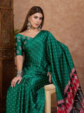 Green Semi Modal Saree With Blouse Piece - EZBER