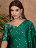Green Semi Modal Saree With Blouse Piece - EZBER