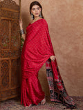 Red Semi Modal Saree With Blouse Piece - EZBER