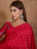 Red Semi Modal Saree With Blouse Piece - EZBER