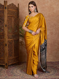 Yellow Semi Modal Saree With Blouse Piece - EZBER