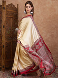 Red Semi Modal Saree With Blouse Piece - EZBER