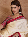 Red Semi Modal Saree With Blouse Piece - EZBER