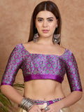 Purple Semi Modal Saree With Blouse Piece - EZBER