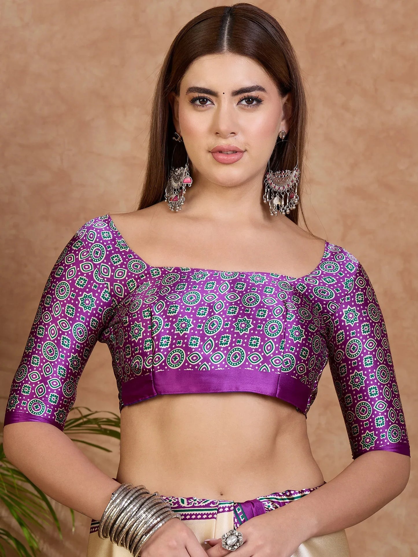 Purple Semi Modal Saree With Blouse Piece - EZBER