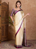 Wine Semi Modal Saree With Blouse Piece - EZBER