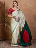 Green Semi Modal Saree With Blouse Piece - EZBER