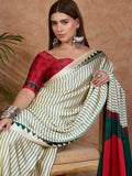 Green Semi Modal Saree With Blouse Piece - EZBER