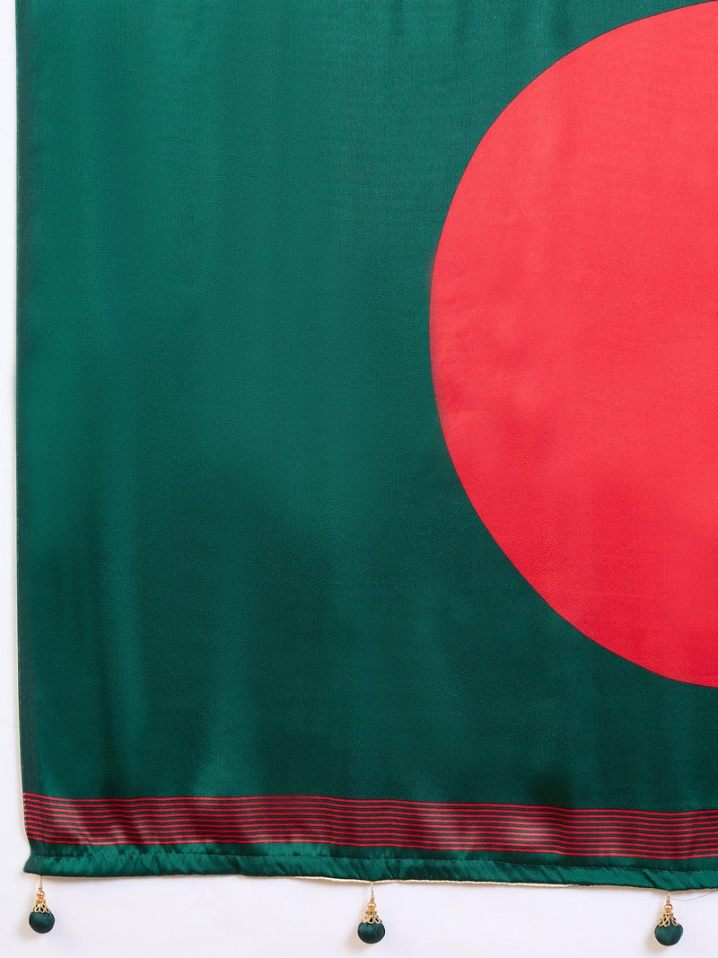 Green Semi Modal Saree With Blouse Piece - EZBER