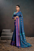 Soft Silk Chitt Pallue With Contrast Blouse Weaving Saree - EZBER