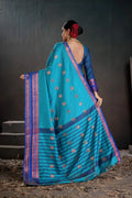 Soft Silk Chitt Pallue With Contrast Blouse Weaving Saree - EZBER