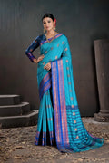 Soft Silk Chitt Pallue With Contrast Blouse Weaving Saree - EZBER