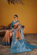 Kanjeevaram Silk Rich Pallue With Contrast Blouse Weaving Silk Saree - EZBER