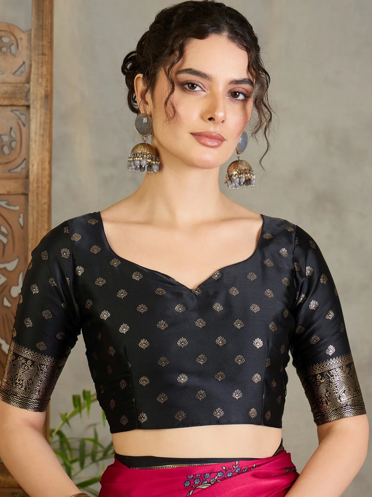 Red Semi Modal Saree With Blouse Piece - EZBER