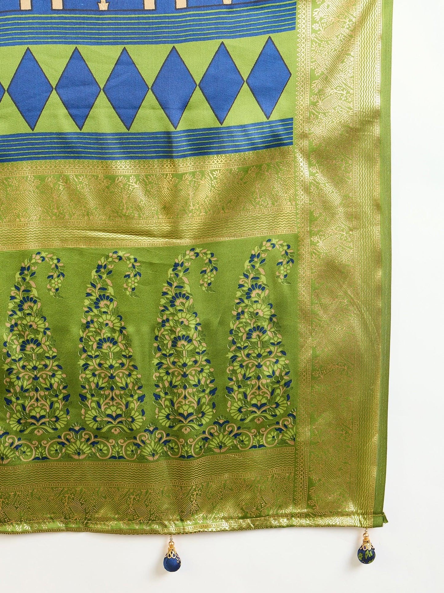 Blue Semi Modal Saree With Blouse Piece - EZBER