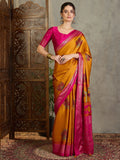 Yellow Semi Modal Saree With Blouse Piece - EZBER