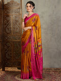 Yellow Semi Modal Saree With Blouse Piece - EZBER