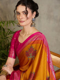 Yellow Semi Modal Saree With Blouse | EZB GF02 LUX 20004