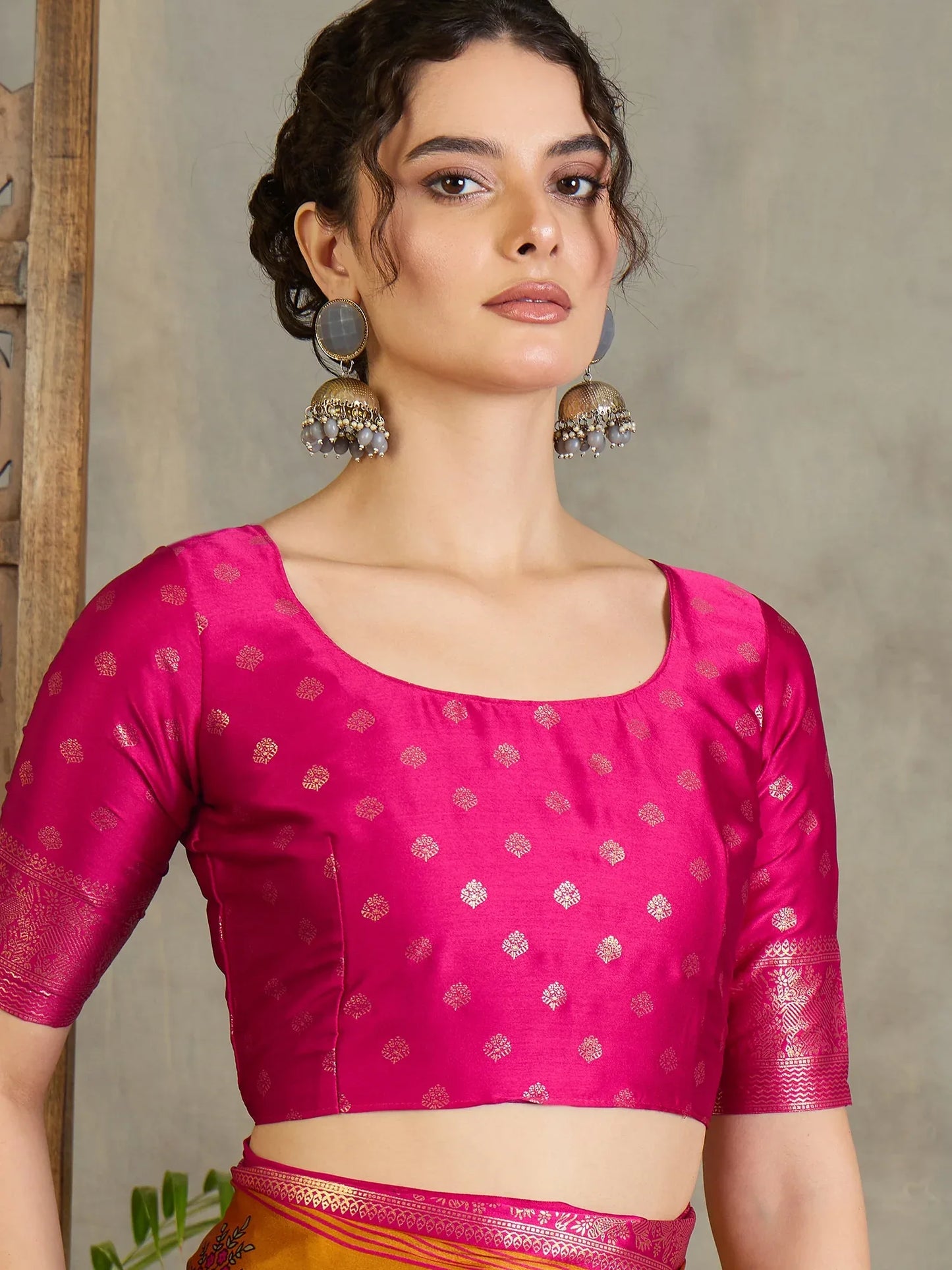 Yellow Semi Modal Saree With Blouse Piece - EZBER